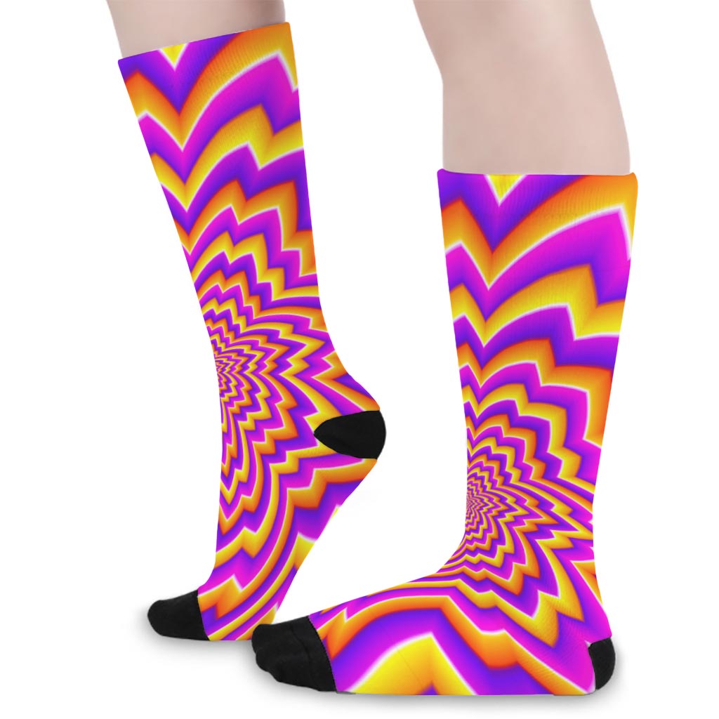 Yellow Expansion Moving Optical Illusion Long Socks