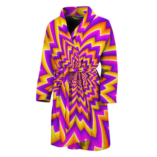 Yellow Expansion Moving Optical Illusion Men's Bathrobe