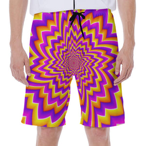 Yellow Expansion Moving Optical Illusion Men's Beach Shorts