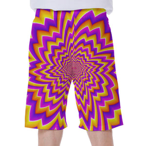 Yellow Expansion Moving Optical Illusion Men's Beach Shorts