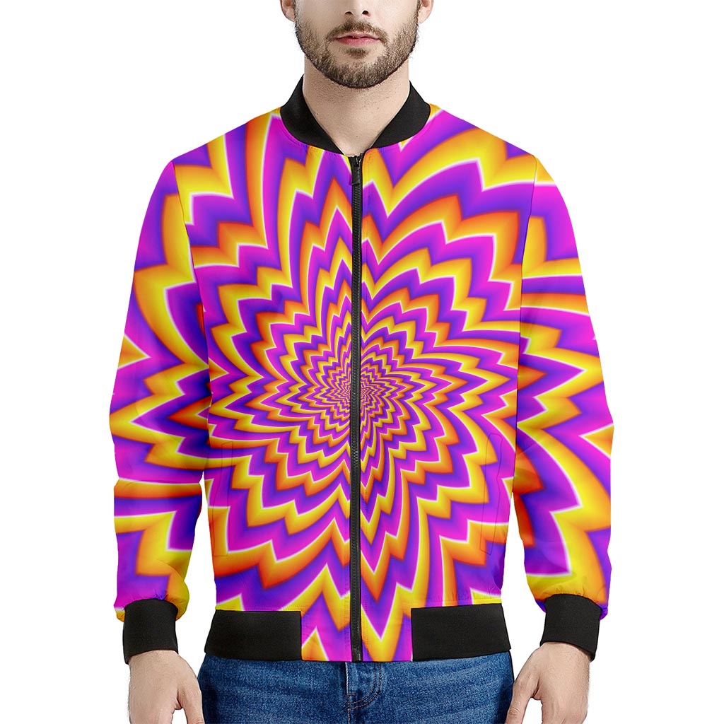 Yellow Expansion Moving Optical Illusion Men's Bomber Jacket