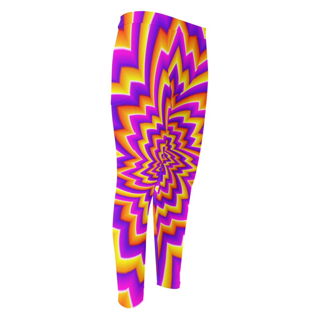 Yellow Expansion Moving Optical Illusion Men's Compression Pants