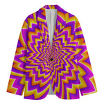 Yellow Expansion Moving Optical Illusion Men's Cotton Blazer