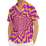 Yellow Expansion Moving Optical Illusion Men's Deep V-Neck Shirt