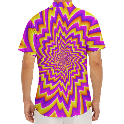 Yellow Expansion Moving Optical Illusion Men's Deep V-Neck Shirt
