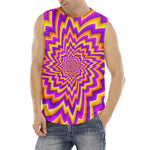 Yellow Expansion Moving Optical Illusion Men's Fitness Tank Top
