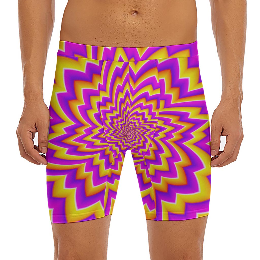 Yellow Expansion Moving Optical Illusion Men's Long Boxer Briefs