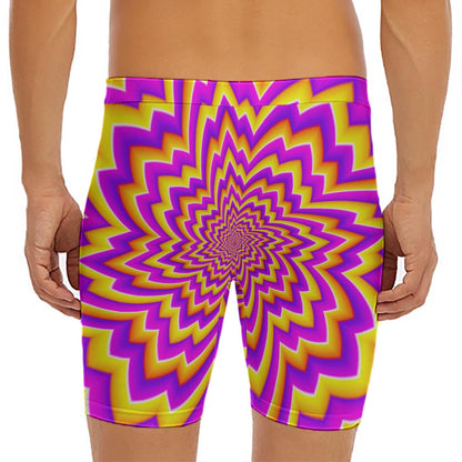 Yellow Expansion Moving Optical Illusion Men's Long Boxer Briefs