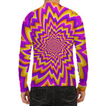 Yellow Expansion Moving Optical Illusion Men's Long Sleeve Rash Guard