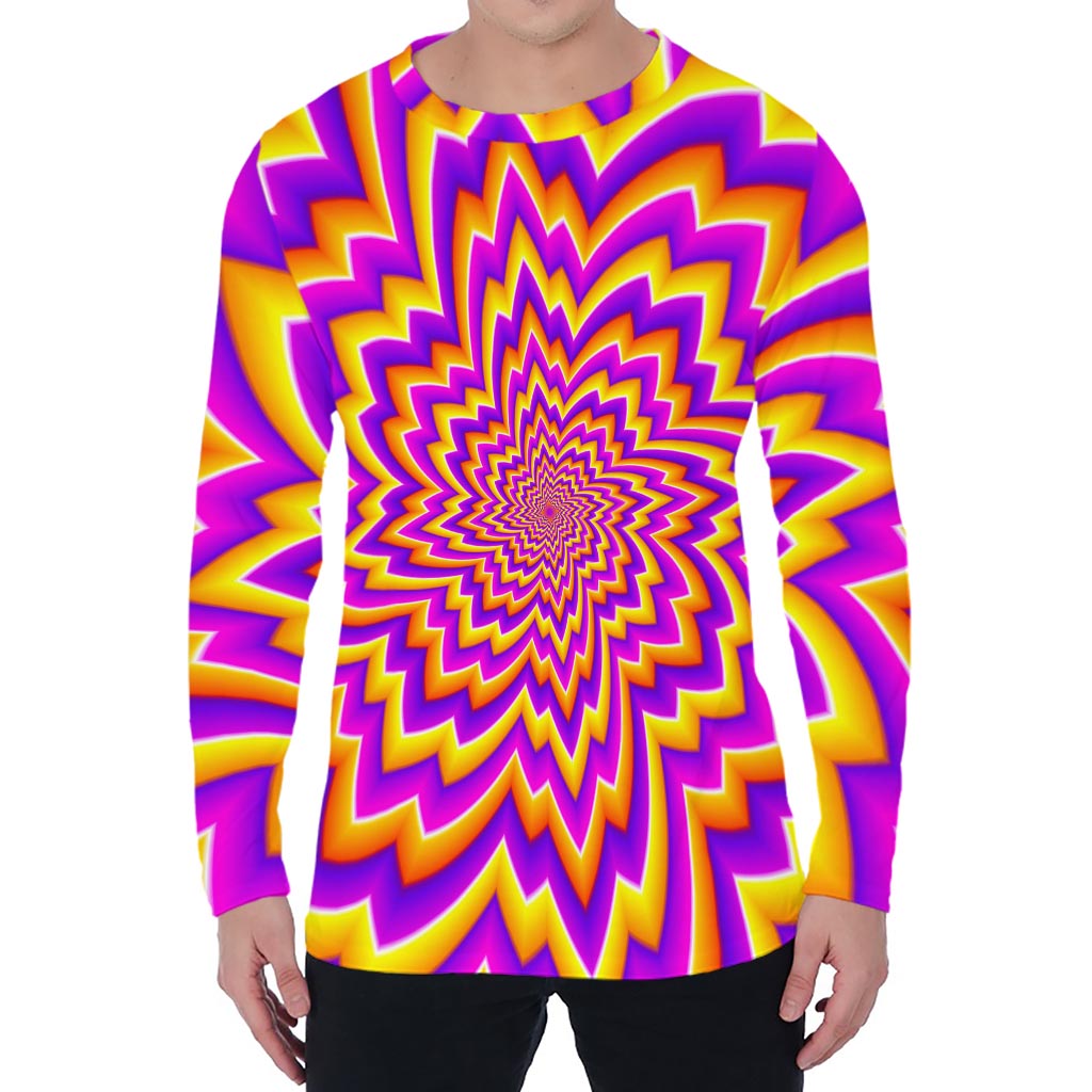Yellow Expansion Moving Optical Illusion Men's Long Sleeve T-Shirt