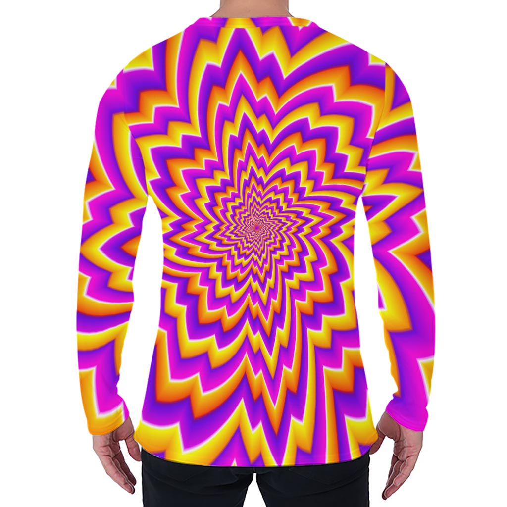 Yellow Expansion Moving Optical Illusion Men's Long Sleeve T-Shirt