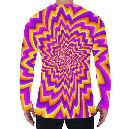 Yellow Expansion Moving Optical Illusion Men's Long Sleeve T-Shirt