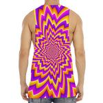 Yellow Expansion Moving Optical Illusion Men's Muscle Tank Top