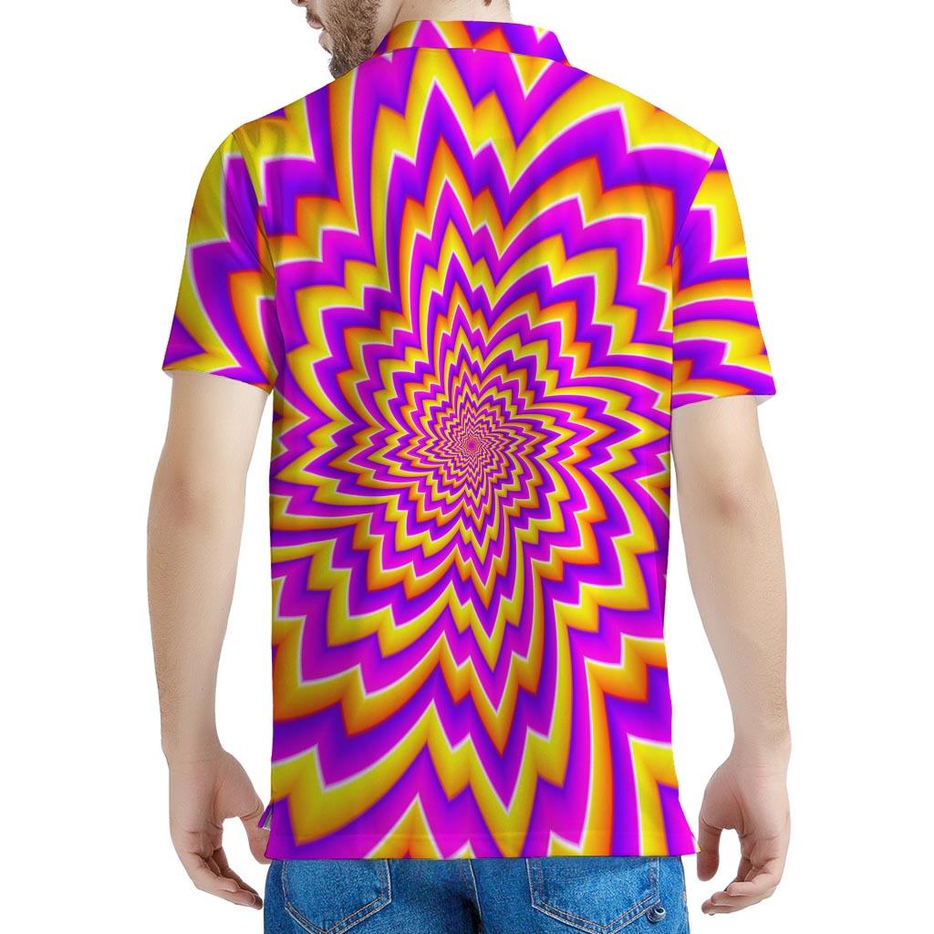 Yellow Expansion Moving Optical Illusion Men's Polo Shirt