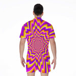 Yellow Expansion Moving Optical Illusion Men's Rompers