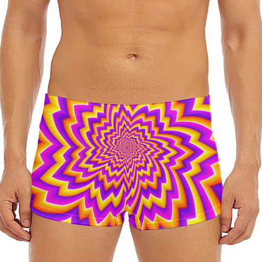 Yellow Expansion Moving Optical Illusion Men's Short Boxer Briefs