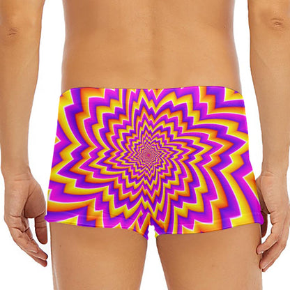 Yellow Expansion Moving Optical Illusion Men's Short Boxer Briefs
