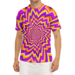 Yellow Expansion Moving Optical Illusion Men's Short Sleeve Rash Guard