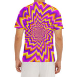 Yellow Expansion Moving Optical Illusion Men's Short Sleeve Rash Guard