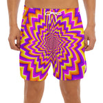 Yellow Expansion Moving Optical Illusion Men's Split Running Shorts