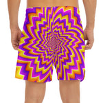 Yellow Expansion Moving Optical Illusion Men's Split Running Shorts