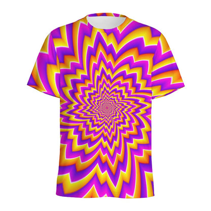 Yellow Expansion Moving Optical Illusion Men's Sports T-Shirt