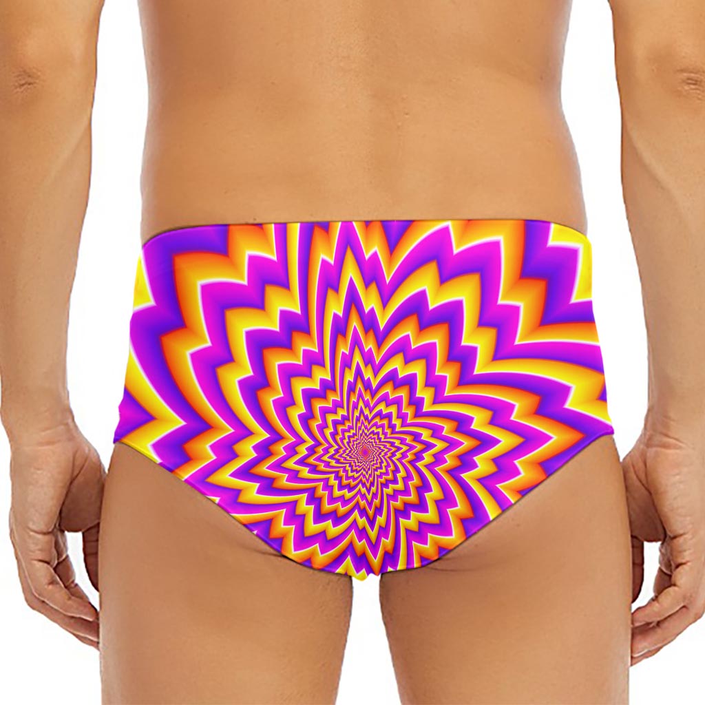 Yellow Expansion Moving Optical Illusion Men's Triangle Swim Briefs