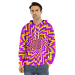 Yellow Expansion Moving Optical Illusion Men's Velvet Pullover Hoodie