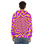 Yellow Expansion Moving Optical Illusion Men's Velvet Pullover Hoodie