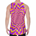 Yellow Expansion Moving Optical Illusion Men's Velvet Tank Top