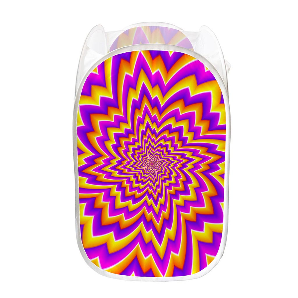 Yellow Expansion Moving Optical Illusion Mesh Laundry Hamper