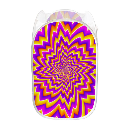 Yellow Expansion Moving Optical Illusion Mesh Laundry Hamper
