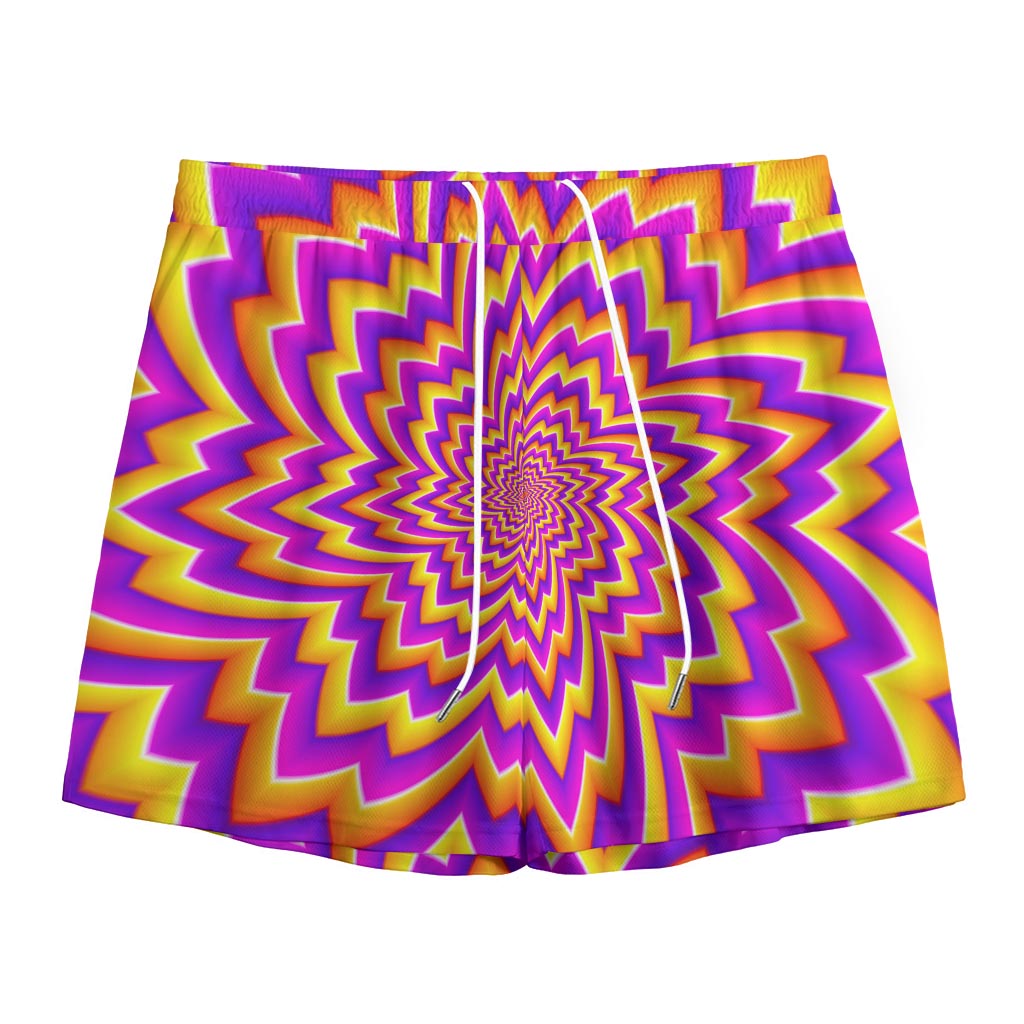 Yellow Expansion Moving Optical Illusion Mesh Shorts