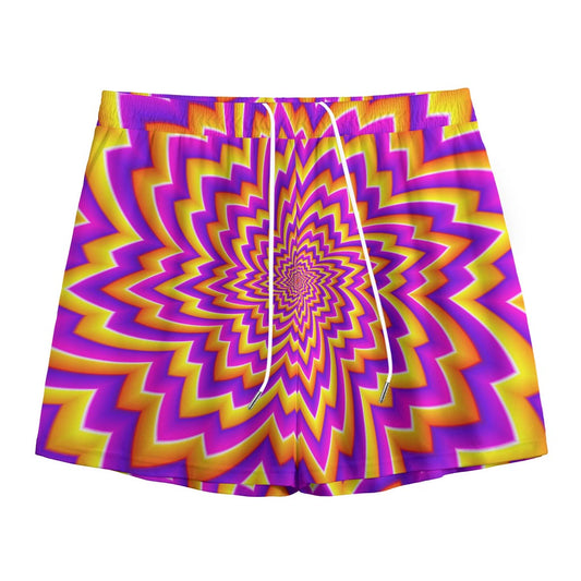 Yellow Expansion Moving Optical Illusion Mesh Shorts