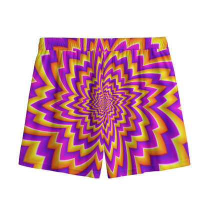 Yellow Expansion Moving Optical Illusion Mesh Shorts