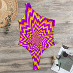 Yellow Expansion Moving Optical Illusion One Shoulder Bodysuit