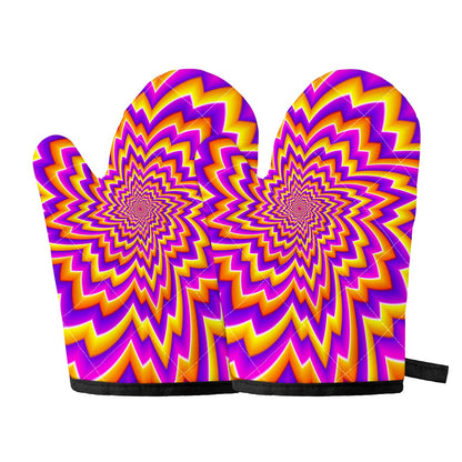 Yellow Expansion Moving Optical Illusion Oven Mitts