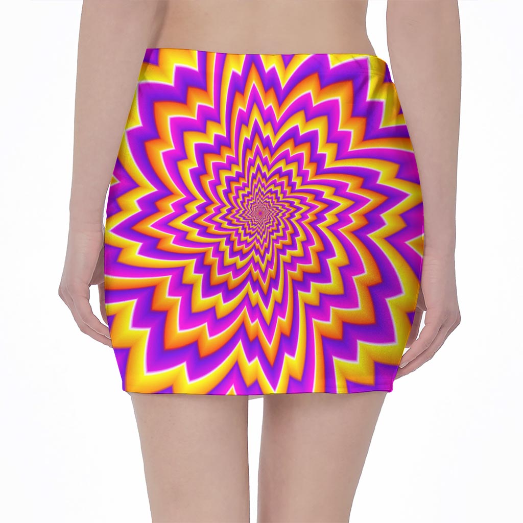 Yellow Expansion Moving Optical Illusion Pencil Mini Skirt