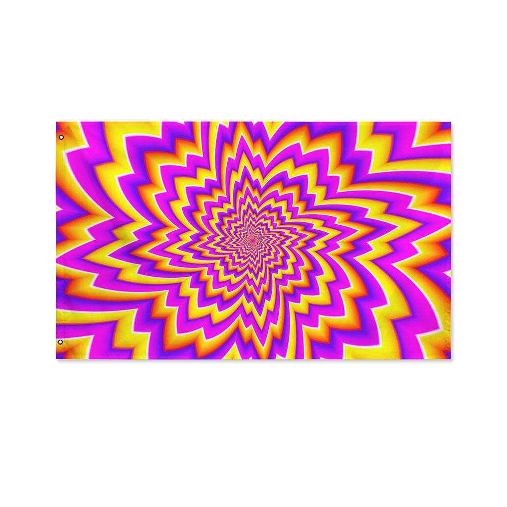 Yellow Expansion Moving Optical Illusion Polyester Flag