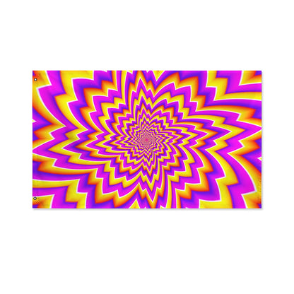 Yellow Expansion Moving Optical Illusion Polyester Flag