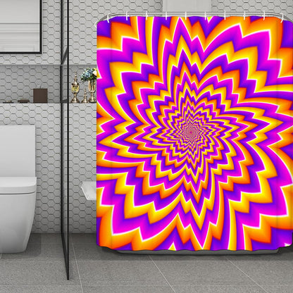 Yellow Expansion Moving Optical Illusion Polyester Shower Curtain