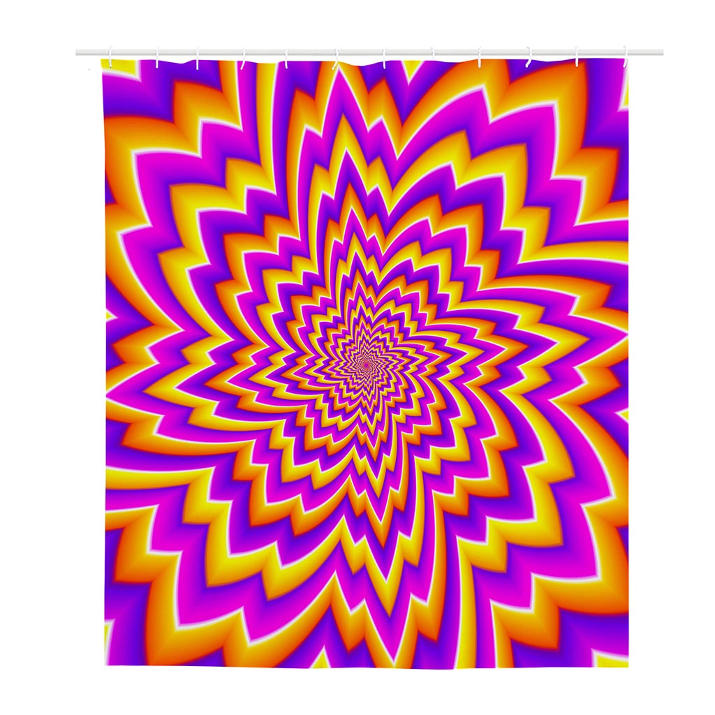 Yellow Expansion Moving Optical Illusion Polyester Shower Curtain