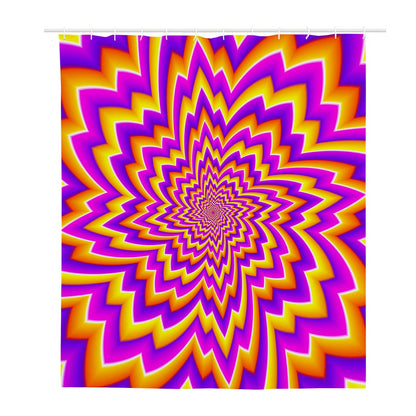 Yellow Expansion Moving Optical Illusion Polyester Shower Curtain