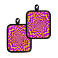 Yellow Expansion Moving Optical Illusion Pot Holders
