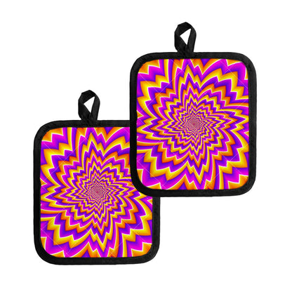 Yellow Expansion Moving Optical Illusion Pot Holders