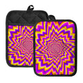 Yellow Expansion Moving Optical Illusion Pot Holders With Pocket