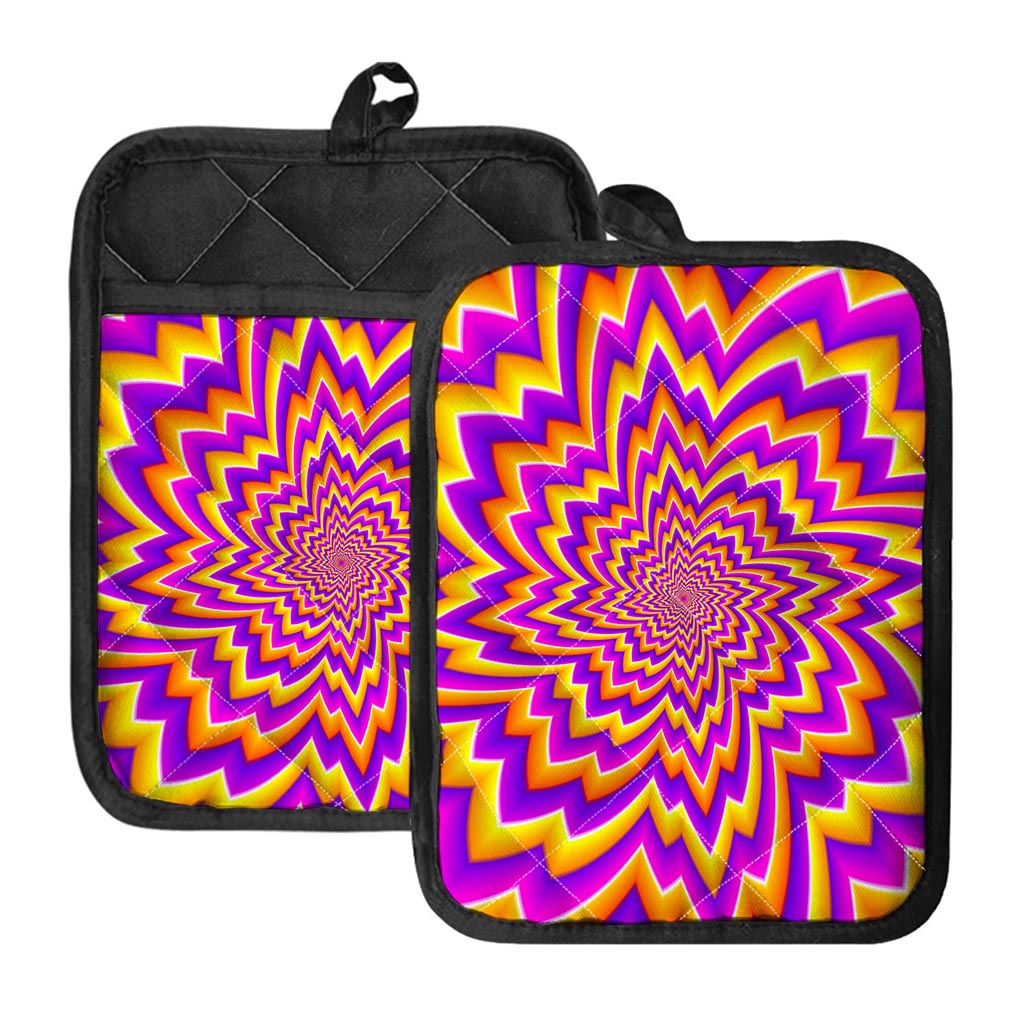 Yellow Expansion Moving Optical Illusion Pot Holders With Pocket