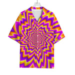 Yellow Expansion Moving Optical Illusion Rayon Hawaiian Shirt