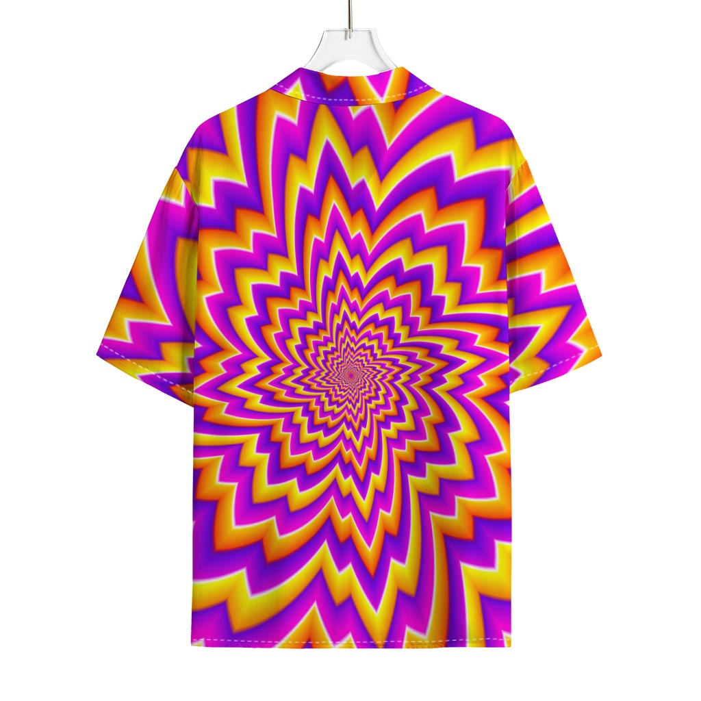 Yellow Expansion Moving Optical Illusion Rayon Hawaiian Shirt