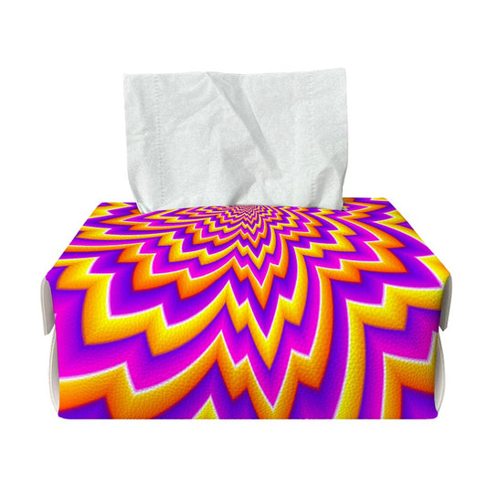 Yellow Expansion Moving Optical Illusion Rectangle Tissue Box Cover